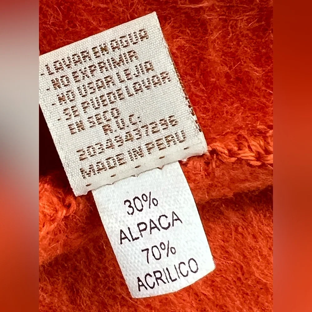 🦙Alpaca Fringe Scarf by Alpaca Camargo in Burnt Orange | Men’s/Women’s/Unisex